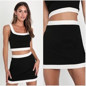 Lulus Totally Sensational Black and White Color Block Bodycon Matching Set